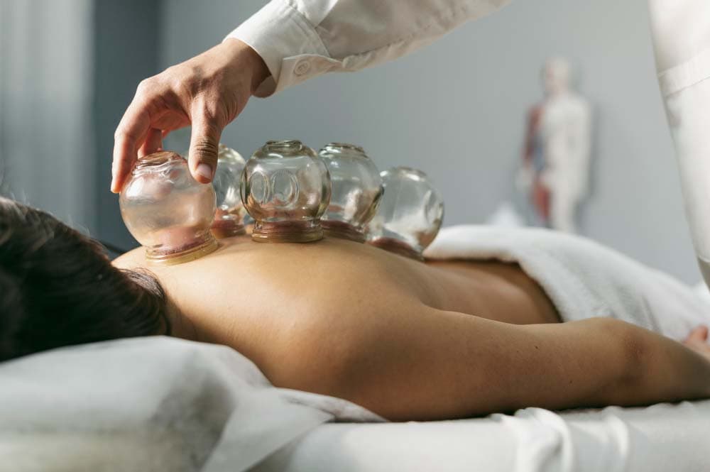 Mobile clinical equipment, sterile single-use cupping supplies and natural herbal oils